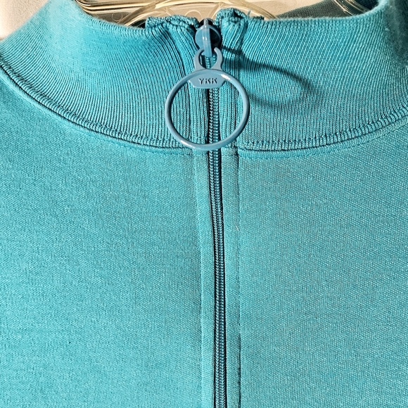 Vintage VTOL Womens Turquoise Blue Quarter-Zip Mock Neck Pullover Size Small - Picture 3 of 6